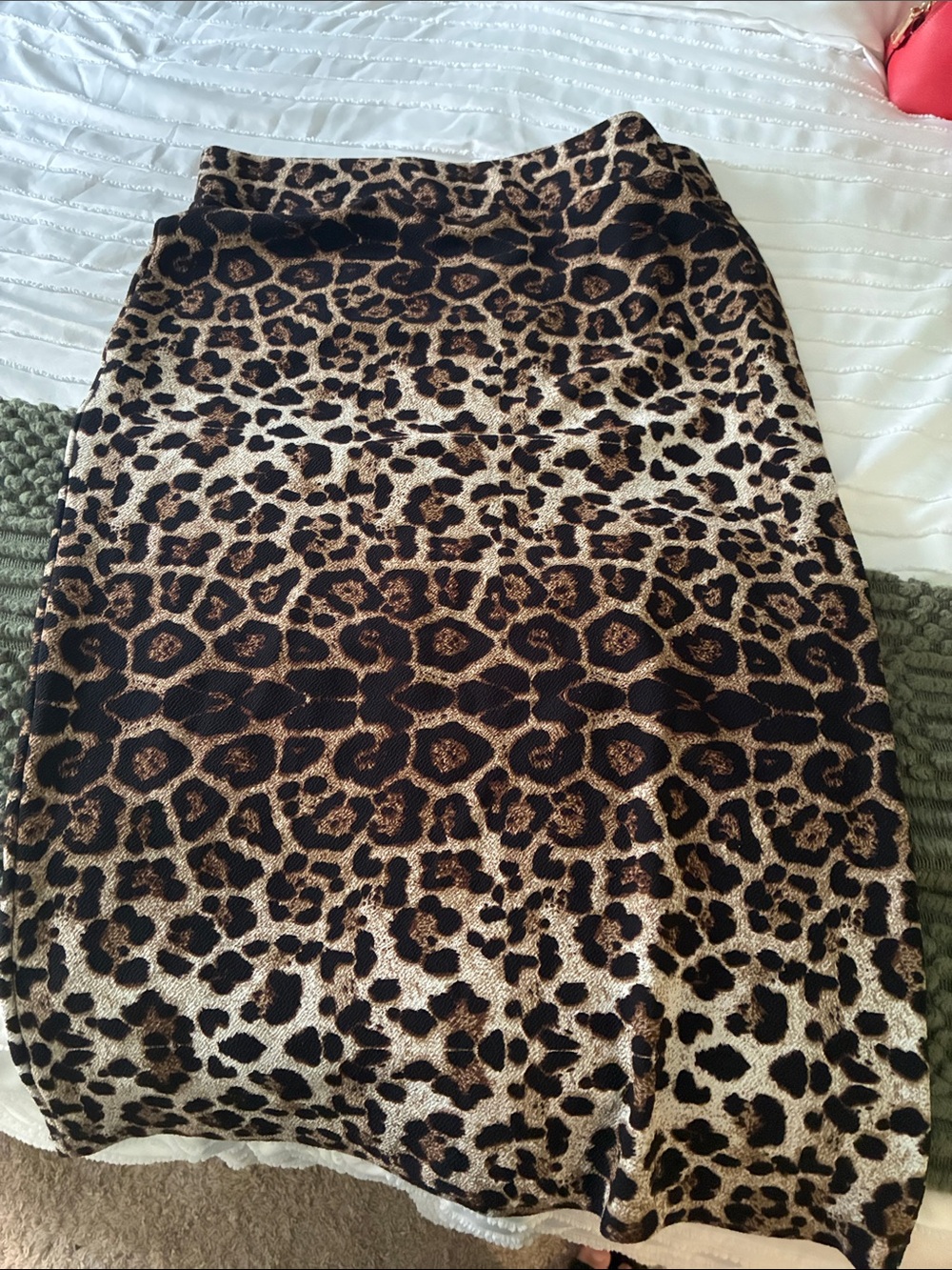 Leopard Print Pencil Skirt - Brown/Black